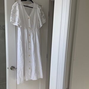 Madewell Cassie Button-Front Midi Dress in Linen